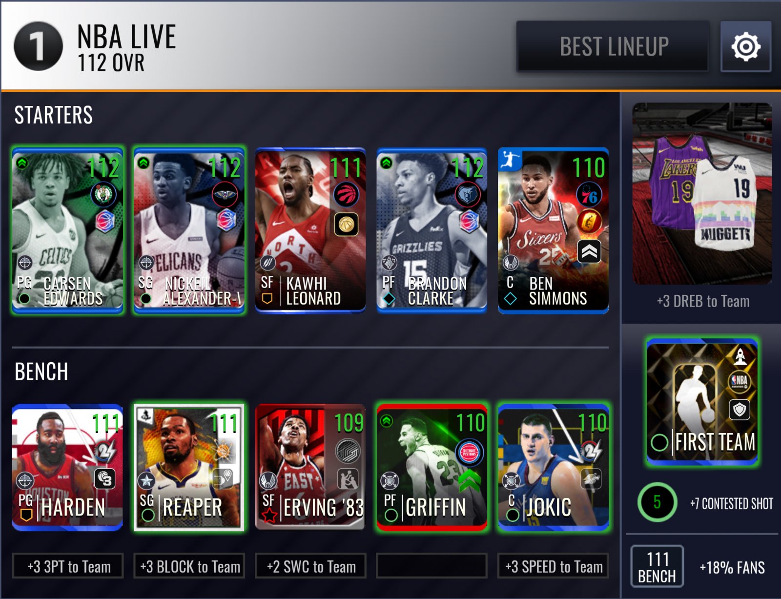 112 lineup thread NBA Live Mobile Community